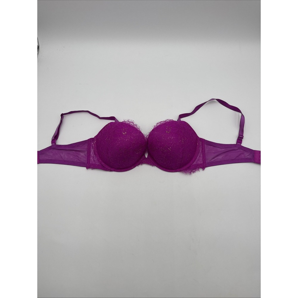 VICTORIA'S SECRET Bombshell Add-2-Cups Purple Lace Shiny Push-Up Bra 38D / D85